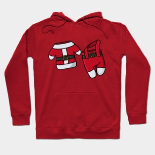 Red Kids Winter, Christmas suit with belt vector icon illustration. Hoodie